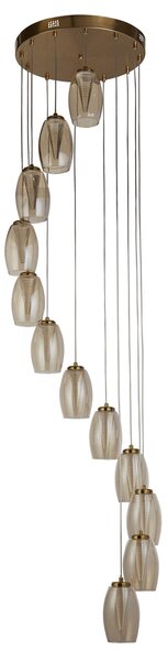 Lampadario Contemporaneo Ciclon Acciaio Bronzo Vetro Led 5,33W 3000K