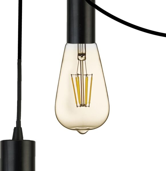 Lampadario Industrial-Nordico Squiggle Acciaio Nero 9 Luci E27
