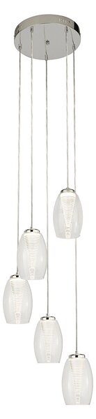 Lampadario Contemporaneo Ciclon Acciaio Cromo Vetro Trasparente Led 27W 3000K