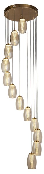 Lampadario Contemporaneo Ciclon Acciaio Bronzo Vetro Led 5,33W 3000K