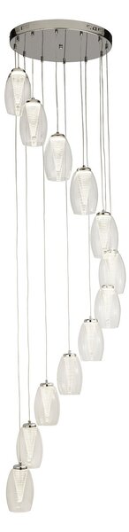 Lampadario Contemporaneo Ciclon Acciaio Cromo Vetro Trasparente Led 60W 3000K