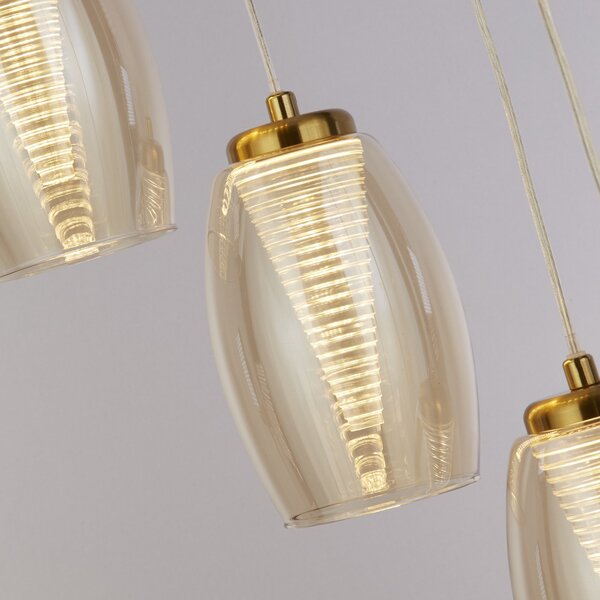 Lampadario Contemporaneo Ciclon Acciaio Bronzo Vetro Led 5,33W 3000K