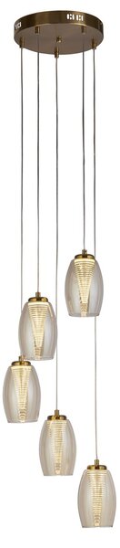 Lampadario Contemporaneo Ciclon Acciaio Bronzo Vetro Led 5,4W 3000K