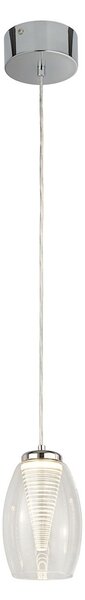 Lampadario Contemporaneo Ciclon Metallo Cromo Vetro Trasparente Led 6W 3000K