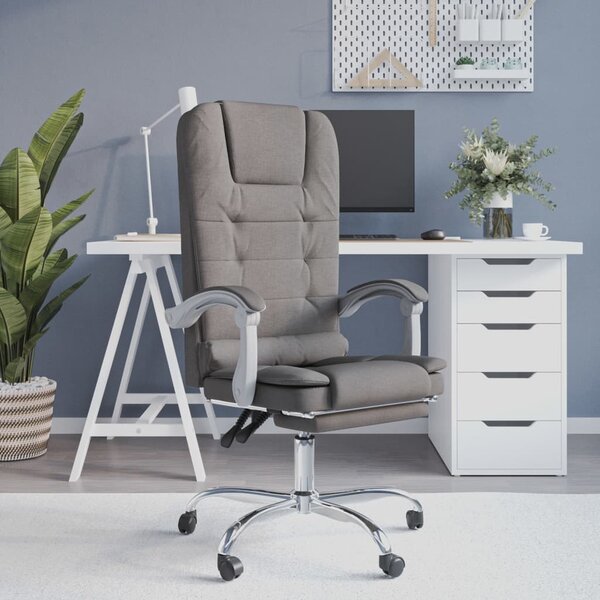 The Living Store Sedia da ufficio con funzione massaggio Tessuto Taupe