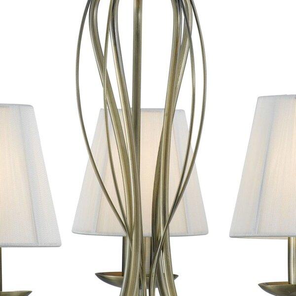 Lampadario Industrial-Nordico Andretti Acciaio Ottone 5 Luci E14