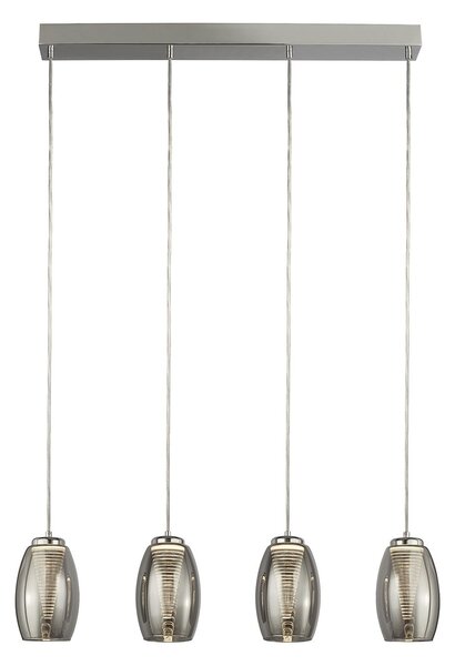 Lampadario Contemporaneo Ciclon Acciaio Cromo Vetro Fumè Led 22W 3000K