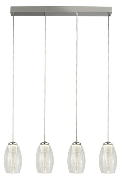Lampadario Contemporaneo Ciclon Acciaio Cromo Vetro Trasparente Led 22W 3000K