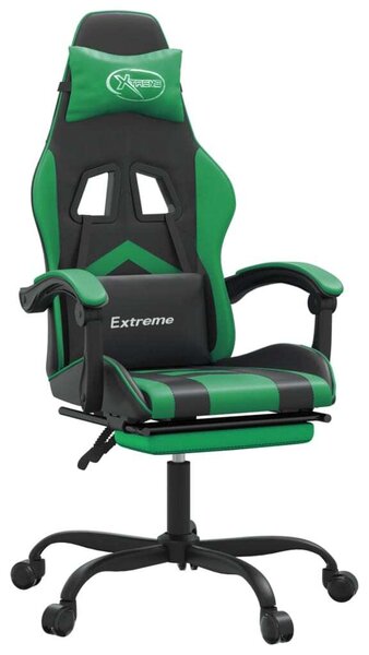 VidaXL Sedia da gioco con poggiapiedi in ecopelle nera e verde