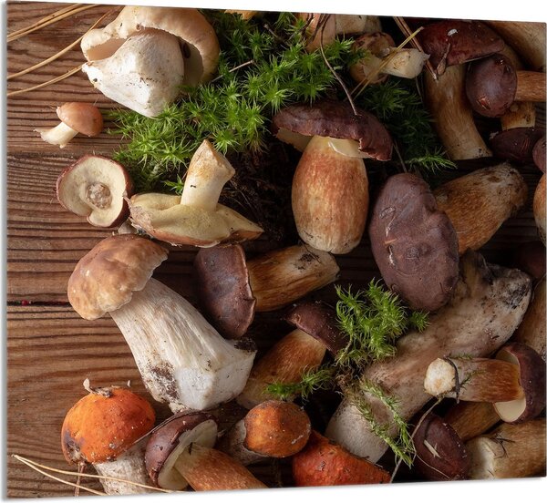 PIATTO IN VETRO PER CUCINA 65x60 Funghi