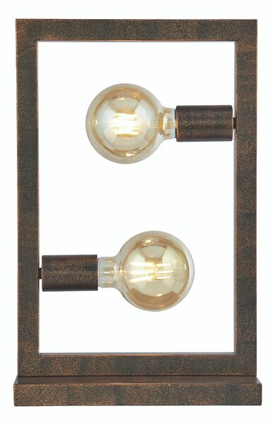 Lampada Da Scrivania Contemporanea Oblungo Acciaio Marrone 2 Luci E27