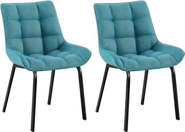 Set di 2 sedie da pranzo - sedie da cucina - altezza seduta confortevole, struttura in metallo | colore: turchese | materiale: polvere