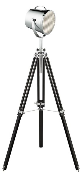 Piantana Contemporaneo Studio Acciaio Cromo Nero 1 Luce E27