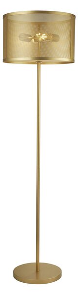Piantana Industrial-Nordico Rete Acciaio Oro 2 Luci E27
