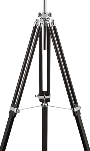 Piantana Contemporaneo Studio Acciaio Cromo Nero 1 Luce E27
