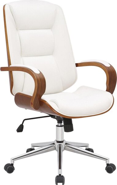 Sedia da ufficio direzionale - Sedia in pelle - Comfort ergonomico, design | Colore: Noce/Bianco