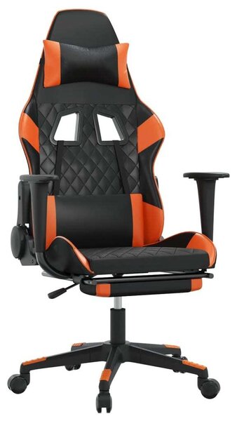 VidaXL Sedia da gioco con poggiapiedi in ecopelle nera e arancione