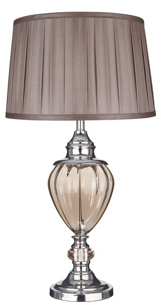 Lampada Da Scrivania Contemporanea Greyson Acciaio Cromo Vetro Ambra 1 Luce E27