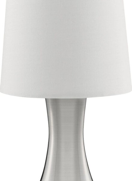 Abatjour Contemporaneo Tocco Acciaio Argento Tessuto Bianco 1 Luce E14