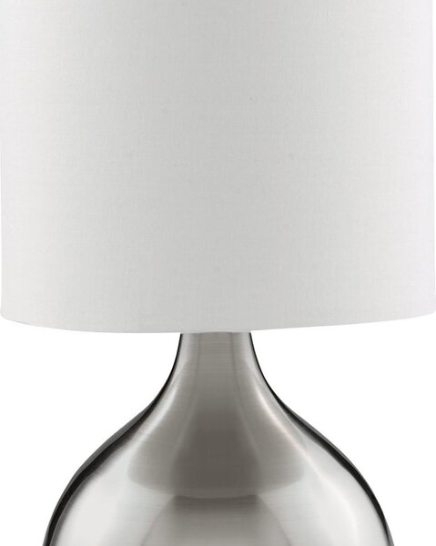 Abatjour Contemporaneo Tocco Acciaio Argento Tessuto 1 Luce E14