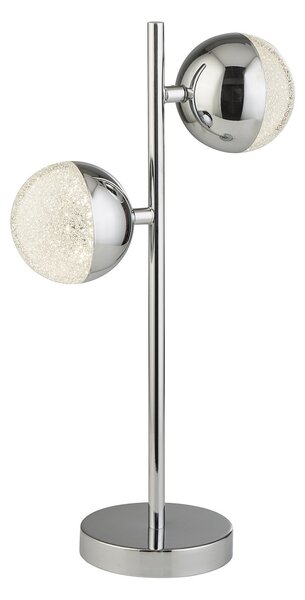 Lampada Da Scrivania Marmi Acciaio Cromo Vetro Trasparente Led 6W 4000K
