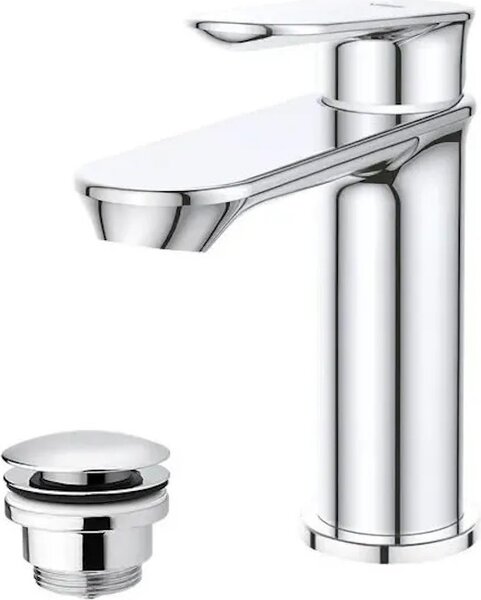 Miscelatore per lavabo con scarico (tappo) cromato