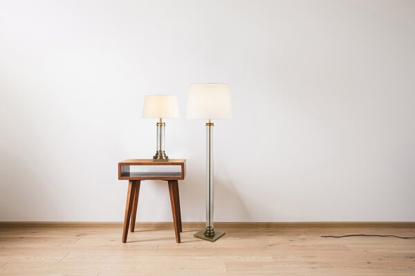 Lampada Da Scrivania Pedestal Acciaio Adjustable Vetro Trasparente 1 Luce E27