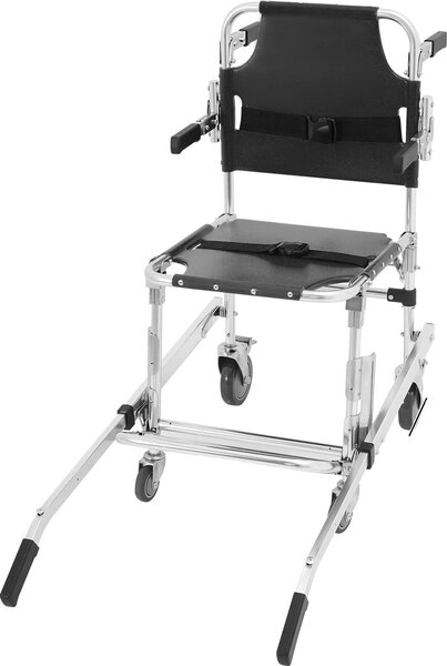 Sedia pieghevole con funzione scala, portata 350 lbs, 4 ruote universali, lega di alluminio, nero