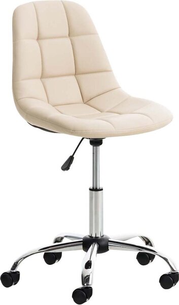 Sedia da ufficio ergonomica, sedia da ufficio - imbottitura confortevole - Pelle finta e regolabile | colore: crema