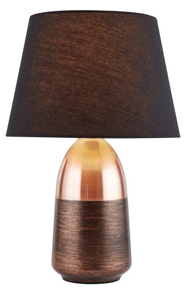 Lampada Da Scrivania Contemporanea Tocco Acciaio Nero Tessuto Rame 1 Luce E14