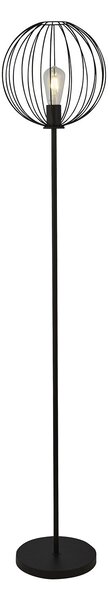 Piantana Industrial-Nordico Rondo Acciaio Nero 1 Luce E27
