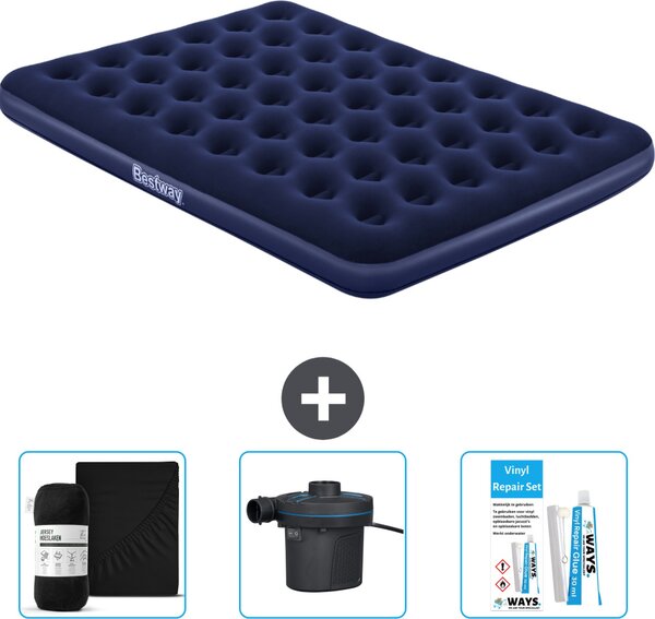 Materasso gonfiabile Bestway - 2 persone - 152 x 203 x 22 cm - Blu - Accessori inclusi