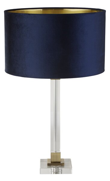 Lampada Da Scrivania Scarborough Cristallo Velluto Blu 1 Luce E27