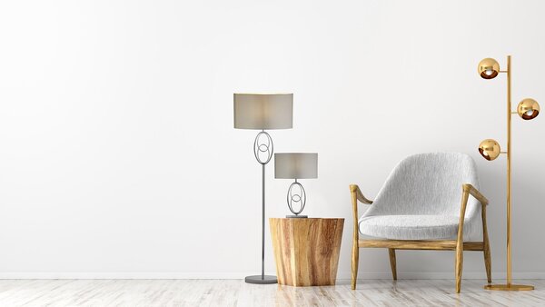 Piantana Contemporaneo Loopy Floor Acciaio Cromo Policarbonato Argento E27