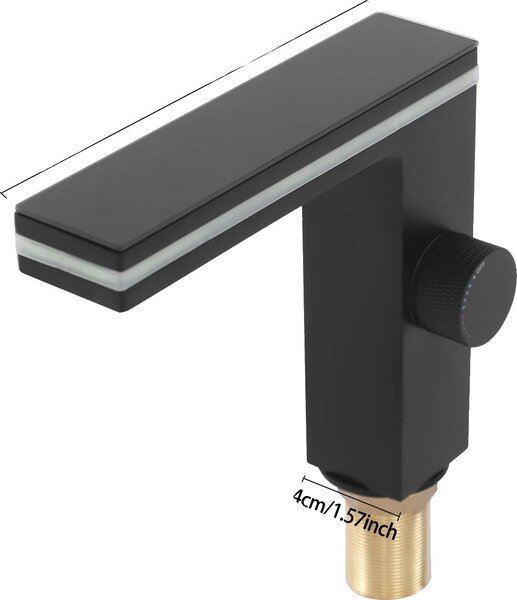 Rubinetto da lavabo, display digitale, design moderno, nero