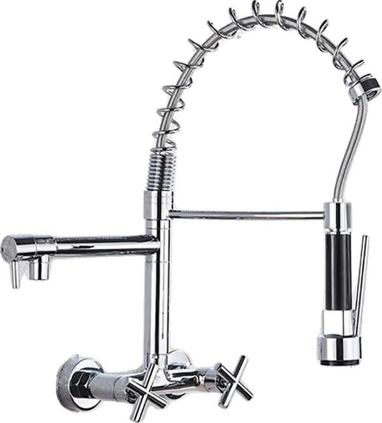 Rubinetto da cucina, doccetta estraibile, rotazione a 360 gradi, cromato, 15 cm