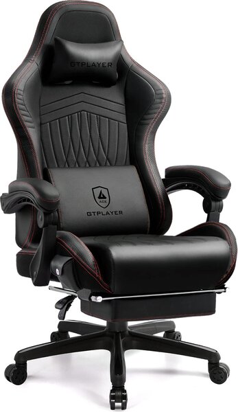 GTPLAYER Sedia da gioco ACE PRO, Sedia ergonomica da ufficio con braccioli inclinabili e poggiapiedi, altoparlante Hi-Fi, atmosfera sonora impressionante, vino rosso