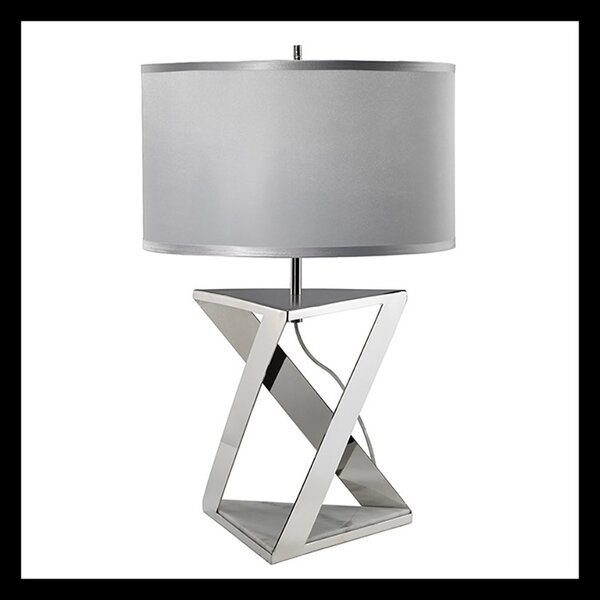 Lampada Da Scrivania Aegeus Acciaio Nichel Lucido E Marmo Bianco 1 Luce E27