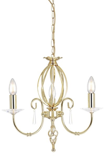 Lampadario Classico Aegean Acciaio Ottone Lucido 3 Luci E14