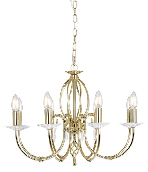 Lampadario Classico Aegean Acciaio Ottone Lucido 8 Luci E14