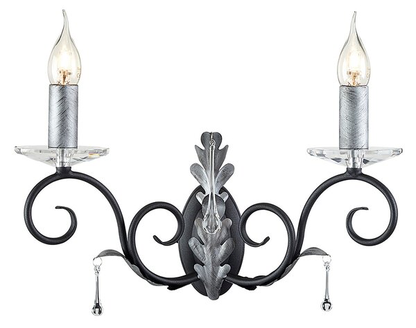 Applique Classica Amarilli Acciaio Nero Argento 2 Luci E14