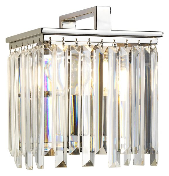 Applique Aries Acciaio Nichelato Lucido Cristallo Trasparente 1 Luce E27