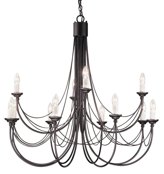 Lampadario Classico Carisbrooke Acciaio Nero 12 Luci E14