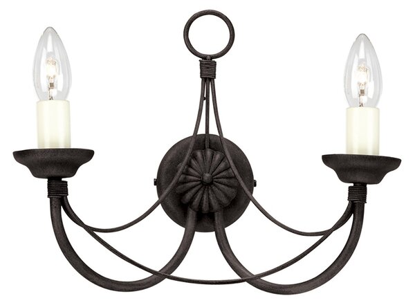 Applique Classica Carisbrooke Acciaio Nero 2 Luci E14