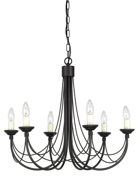 Lampadario Classico Carisbrooke Acciaio Nero 6 Luci E14