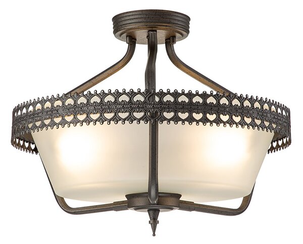 Lampadario Contemporaneo Crown Acciaio Ferro Cancello 3 Luci E27