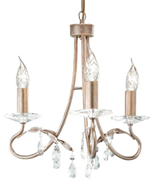Lampadario Classico Christina Acciaio Cristallo Oro 3 Luci E14