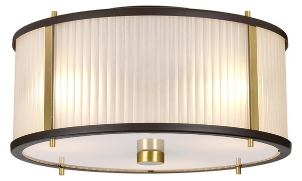 Lampadario Corona Acciaio Bronzo E Vetro Ottone Antico 3 Luci E27