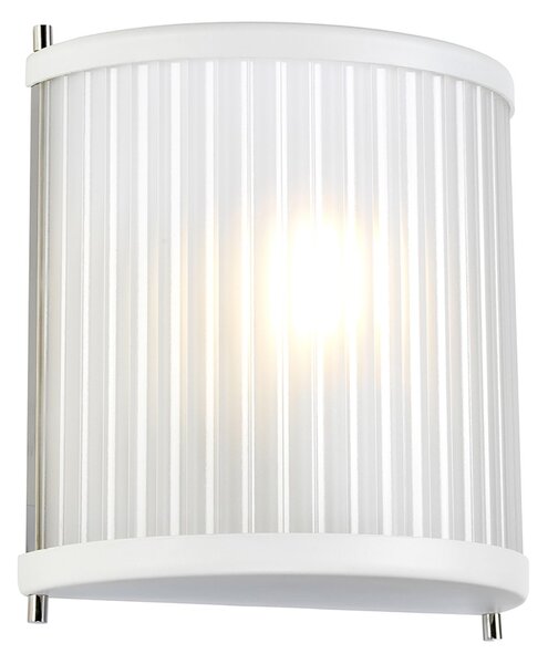 Applique Contemporanea Corona Acciaio Bianco Satinato Vetro Nichel 1 Luce E27