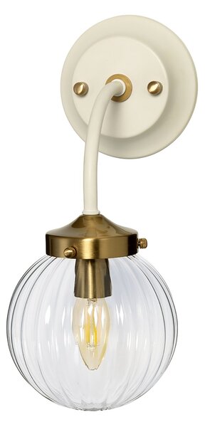 Applique Contemporanea Cosmos Acciaio Verniciato Crema Vetro Ottone 1 Luce E14